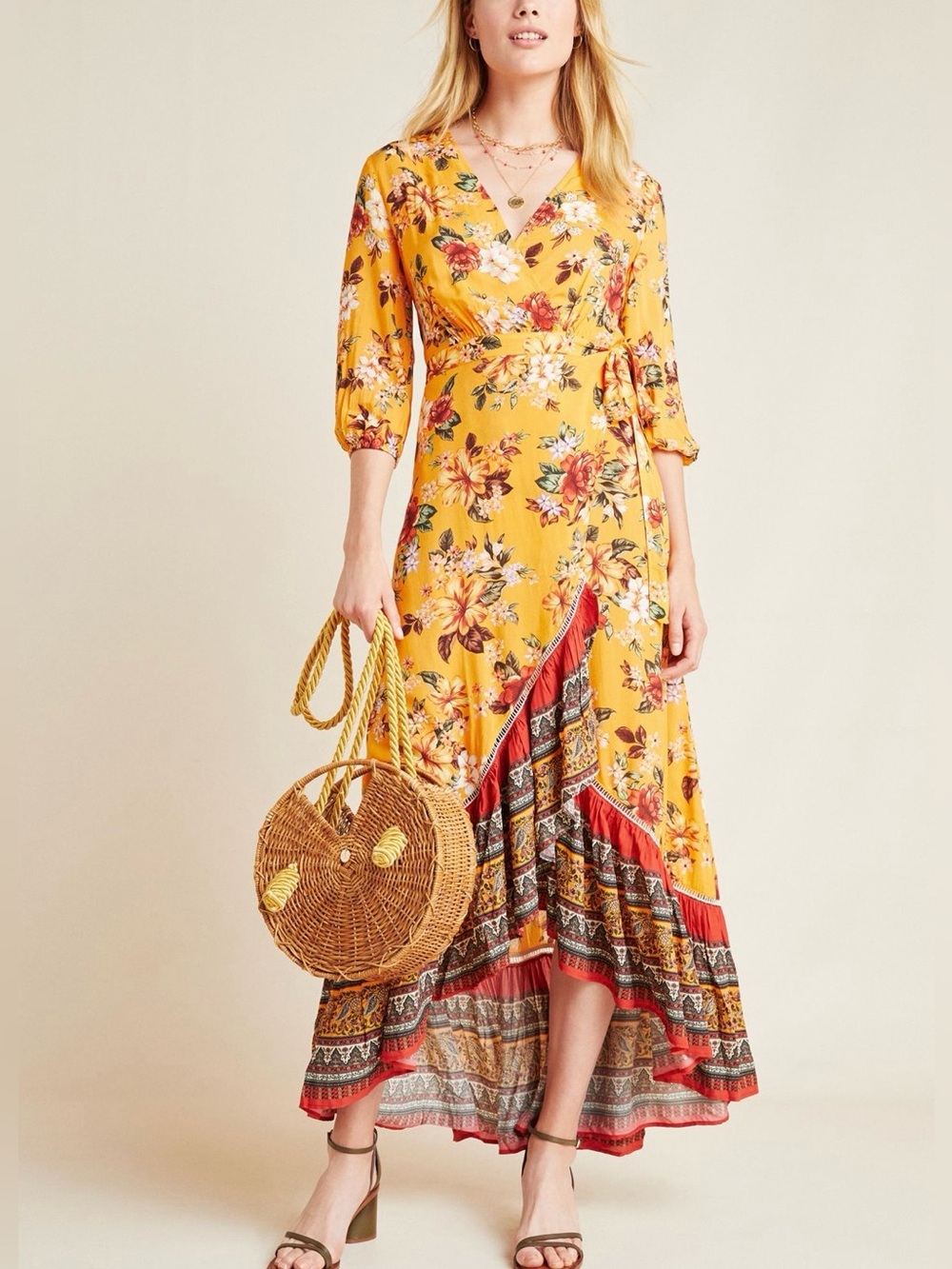 FARM RIO FOR ANTHROPOLOGIE SOIGNE MAXI DRESS